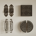 Chinese-style metal door handle hand-in-hand combination 3d model