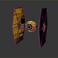 Detailed TIE Fighter Model With Black And Orange Wings And Spherical Cockpit