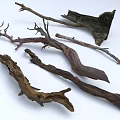 Natural Wood and Stone Decorative Pieces with Rustic Branches Roots and Wooden Elements
