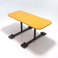 Functional Desk with Yellow Tabletop and Black Legs Stable Support Structure 3d model
