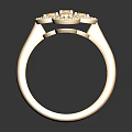 Elegant Gold Clover Design Ring With White And Orange Inlaid Stones