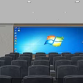 Modern Conference Room Interior With Rows Of Comfortable Seats And Large Digital Screens