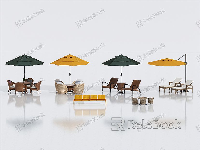 Modern Outdoor Table and Chair Outdoor Leisure Table and Chair Sunshade Umbrella Rack Multi-person Rest Chair Leisure Recliner model