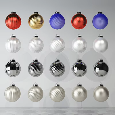 Decorative Colorful Lanterns With Red Gold Blue Silver And Striped Smooth Textures 3d model