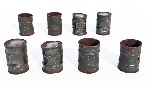 Old Iron Drum Oil Drum 3d model