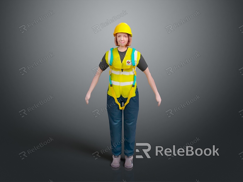 Worker European worker mechanic builder repairman miner digger figure model