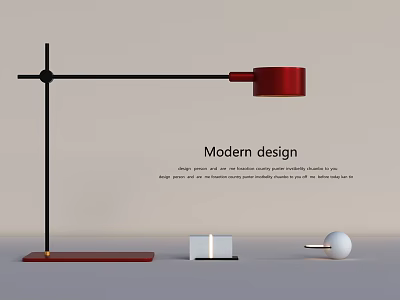 Modern Table Lamp With Red Shade Black Adjustable Arm And Red Base 3d model
