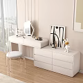 Bright Bedroom With White Vanity Chair Dresser Decorative Painting And Stuffed Toy