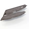 Two Old Weathered Wooden Ship Hull Sections With Holes And Grooves