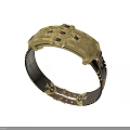 Golden Decorative Bracelet Design With Brown Band And Black Accent Dots