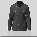 Dark Colored Jacket With Stand Up Collar Multiple Pockets And Front Buttons 3d model