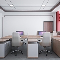 New Chinese-style Office Desk and Chair Computer Desk Office New Chinese-style Ceiling 3d model