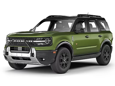 Green SUV With Black Roof Rack And Off Road Front Grille Design 3d model