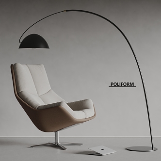 poliform modern leisure chair recliner floor lamp 3d model