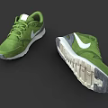 Green Casual Sports Shoes With White Logo And White Sole Lace Up Design
