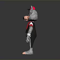 3D Cartoon Gray Mouse Character With Red Cap Red And White Shirt And Gloves