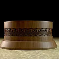 Hand Carved Brown Wooden Sculpture Base With Intricate Traditional Patterns