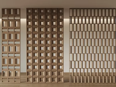 Modern Wooden Room Dividers Featuring Varied Geometric Patterns For Interior Partition 3d model