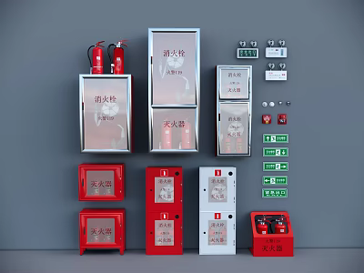 Essential Fire Safety Equipment Collection Including Extinguishers Hydrants And Alarm Panels 3d model