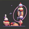 Cute Ferris Wheel Decoration With Rabbit Doll Cupcake Ornaments And Purple Base