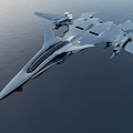 Futuristic Silver Fighter Jet with Streamlined Body and Advanced Aerodynamic Design