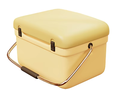 Light Yellow Square Decorative Ornament Set With Metal Handle Storage Box 3d model
