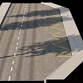 Road Facilities Featuring White Lane Dividers Yellow Zigzag Markings And Tree Shadows