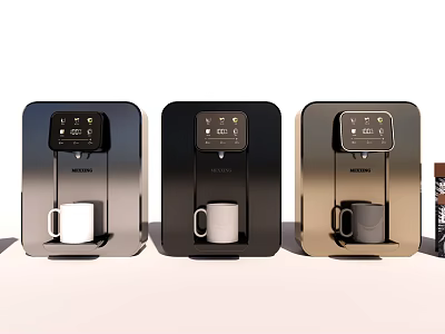 Modern Coffee Machines as Daily Use Appliances with Digital Display and Various Colors 3d model