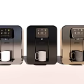 Modern Coffee Machines as Daily Use Appliances with Digital Display and Various Colors
