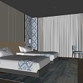 Spacious Modern Hotel Guest Room With Twin Beds Bedside Lamps Large Windows And Area Rug