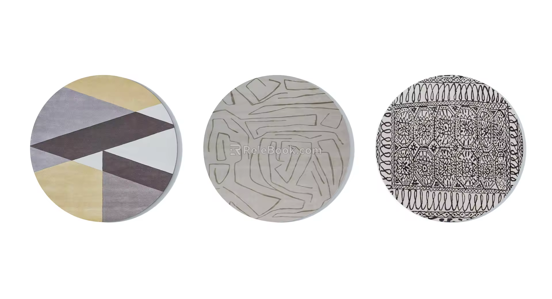 Modern Round Carpet Advanced Grey brown Geometric Pattern Round Carpet Combination 3d model