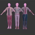 Three Men Standing With Arms Outstretched In Different Casual And Formal Outfits