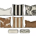Decorative Pillows with Animal Prints Stripes and Various Shapes in Brown and Black White