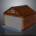 Small Wooden Garage With Red Roof White Roller Door And Blue Mat