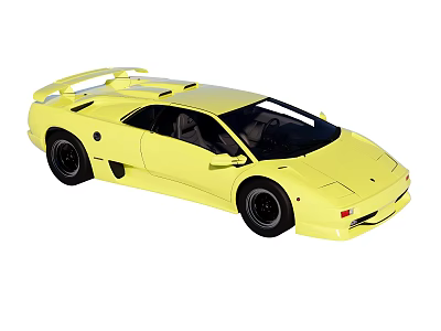 Yellow Sports Car with Streamlined Body Rear Spoiler and Black Wheels Design 3d model