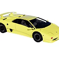 Yellow Sports Car with Streamlined Body Rear Spoiler and Black Wheels Design