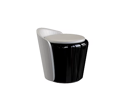 Modern Black And White Stool With Smooth Surface And Curved Design 3d model