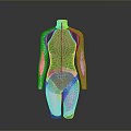 Modern Gray And Beige Tight Fitting Bodysuit With Long Sleeves And Front Zipper