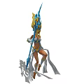 Fantasy Game And Movie Character With Blonde Hair Blue Staff And Flowing Outfit