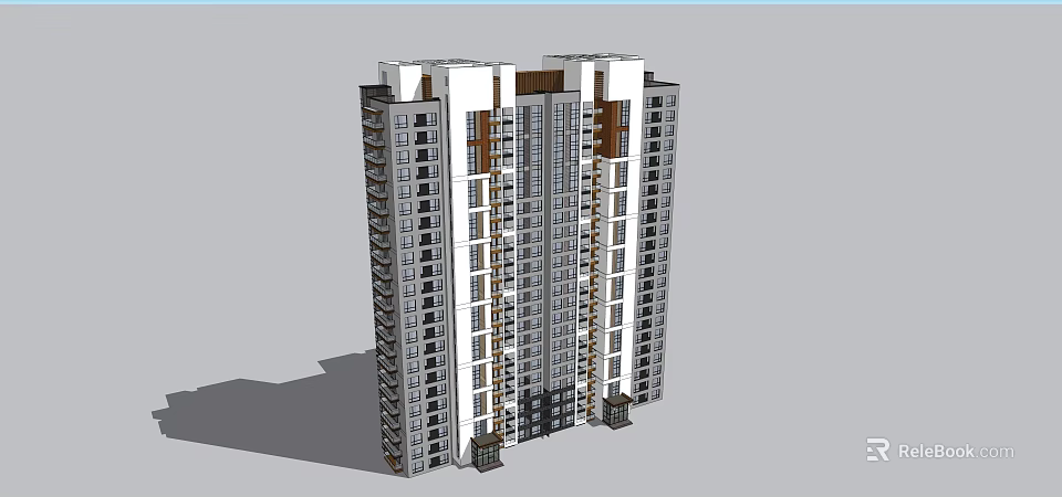 Modern High Rise Residential Building With Multiple Windows And Balconies Design 3d model