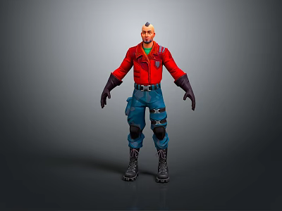 Game Movie Character 3D Model With Red Jacket Blue Pants Black Gloves And Boots 3d model