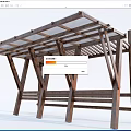 Wooden Canopy With Transparent Roof And Built In Bench For Outdoor Shade