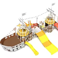 Pirate Ship Themed Playground Equipment With Colorful Slides And Climbing Structures