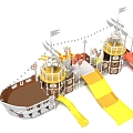 Pirate Ship Ocean Paradise Children's Paradise Climbing Paradise Slide Crawl Drill Net 3d model