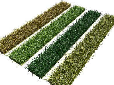 Multiple Colored Artificial Grass Strips Featuring Various Green Shades for Garden Design 3d model