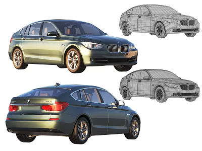 Car Display with Front and Rear Views and Wireframe Design Illustrations 3d model