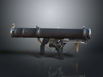 Vintage Rocket Launcher With Cylindrical Black Metal Body Grip And Mechanism 3d model