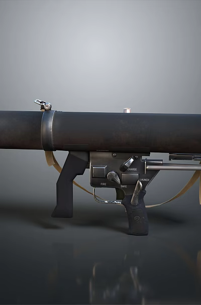 Vintage Rocket Launcher With Cylindrical Black Metal Body Grip And Mechanism 3d model Vintage Rocket Launcher With Cylindrical Black Metal Body Grip And Mechanism 3d model