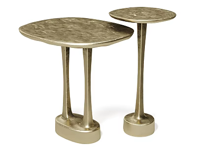 Elegant Pair Of Brass Side Tables With Textured Top And Round Base 3d model