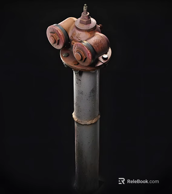 Red Metal Outdoor Fire Equipment With Multiple Connections And Durable Structure 3d model